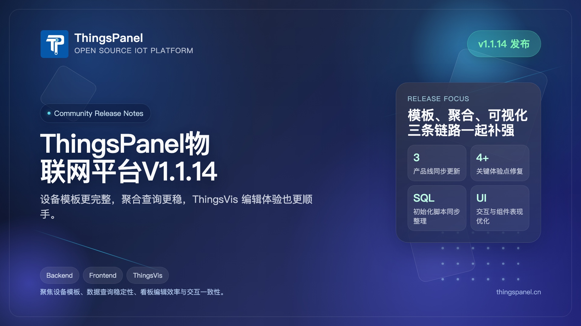 ThingsPanel物联网平台V1.1.14发布，ThingsVis可视化体验发布增强
